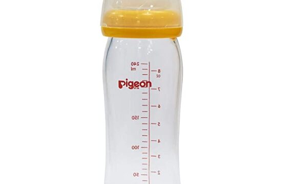 Pigeon Wide Neck Baby Feeding Bottle,with Plus Type Nipple,for 0+ Month Babies,Yellow,160 ml