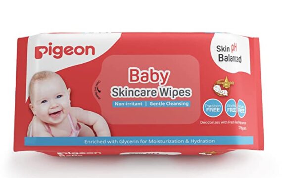Pigeon Baby Skincare Wipes,PH Balance,Paraben Free,Alcohol Free,Sulphate Free,Non-Irritant,Enriched with Glycerin,72 Sheets