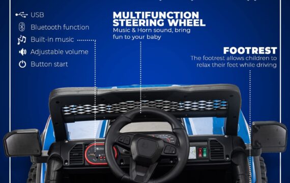 Rechargeable Battery Operated Ride On Jeep for Kids, Ride on Toy Kids Jeep with Bluetooth & Music, Rechargeable Electric Jeep Car for Kids to Drive 3 to 8 Years Boys Girls - Image 3